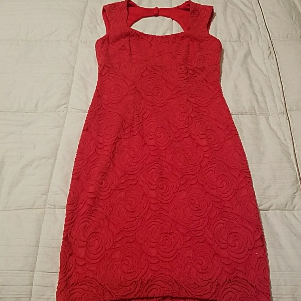 Red/Orange Cache lace dress size 6